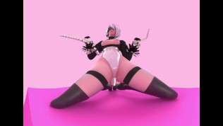 NIER AUTOMATA 2B TEASED BY TENTACLES 4K VR ANIMATION B LNG LIKKEZG